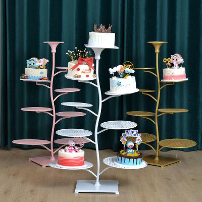 China Popular Factory Price Party Wedding Decoration Metal Cake Table Tree Plate Cake Stands For Wedding Cakes for sale