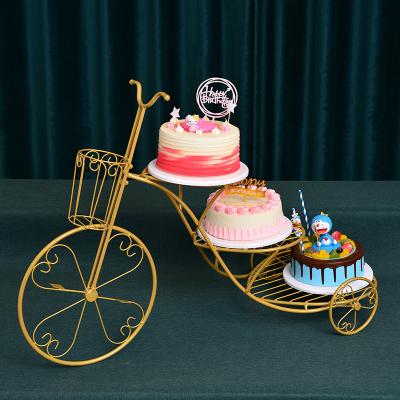 China Hot Sale Nordic Light Luxury Metal Core Wheel Cake Stand Wholesale Price Metal Decoration 3 Layers For Wedding for sale