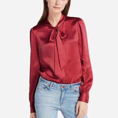 China Anti-pilling 100% Silk Antistatic Breathable Customized Dry Cleaning Women Blouse for sale