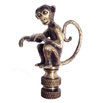 China Lamp finials are threaded 1/4-27 to fit floor lamp all weather antique brass monkey lamp finials / fan pull parts hardware used portable lamps H2.5 inches for sale