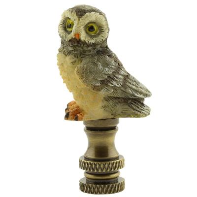 China Lamp finials are threaded 1/4-27 to fit floor lamp speaks all the time H2.25 inch portable lamps Owl lamp finials/fan handmade gray pull chain hardware use for sale