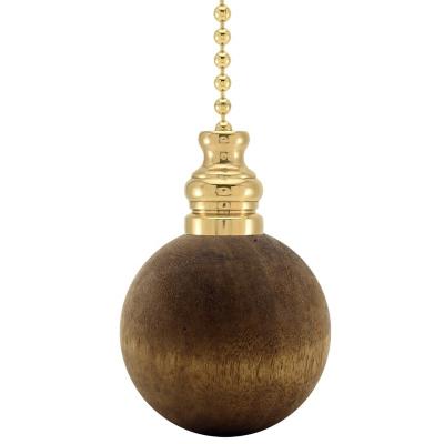 China Lamp Accessory Walnut Finished Ball Lamp Finials/Fan Pull Chain Hardware Wood Use For Portable Lamps 24