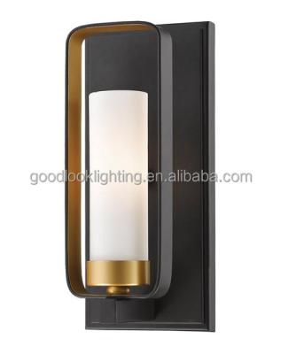 China Wall Sconces (C) UL&ETL Listed ADA Bronze & Gold Finish Frosted Single Light Shade / Vanity Metal Hotel Wall Sconces for sale