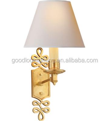 China (C) Modern UL&ETL Listed Decorative Natural Brass Ginger Single Arm With Natural Paper Sconce / Shade Hotel Wall Vanity for sale