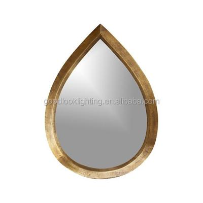 China Decorative Modern Molded Wall Plaques Metal Teardrop Drop Shaped Antique Brass Finish With Silver Mirror for sale