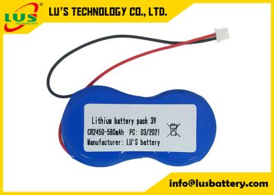 中国 3v 1200mah Limno2電池のパックCR2450-2P 2Pのコネクター再充電可能無し 販売のため