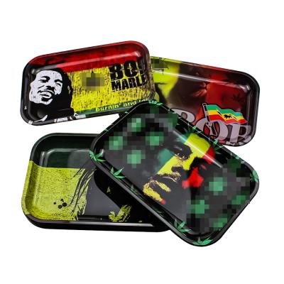 China Ideal For Various Cigarette Designs 29*19CM Tinplate Smoking Tin Metal Iron Herb Rolling Tray for sale