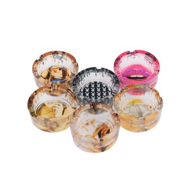 China Round Shape Ceramic Cigar Ashtray Colorful Portable Smoke Glass High Quality Glass Ashtray for sale