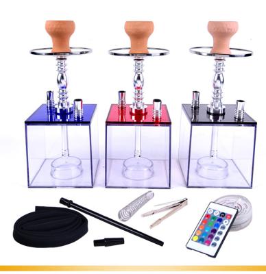 China Shisha Tool Hookah Shisha Shisha Chicha Smoking Portable Acrylic Square Led Hookah Set Nargile Kalian for sale