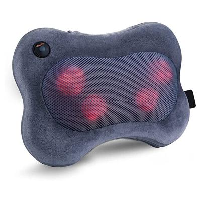 China Portable Neck Massager Shiatsu Massage Back Pillow with Velvet Soft Deep Tissue Heat Kneading and Muscle Relaxation for Shoulder for sale