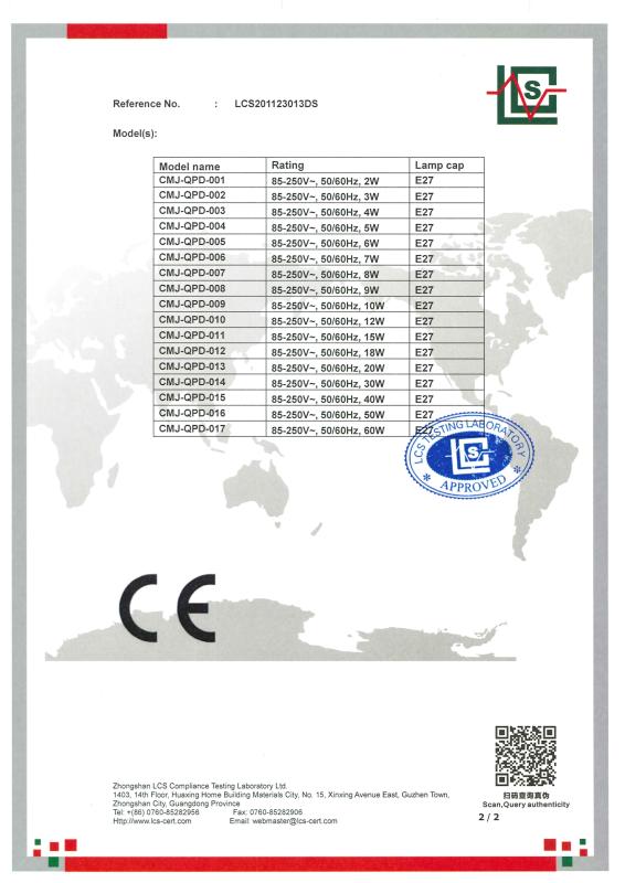 CE - Zhongshan Chenben Lighting Co., Ltd.