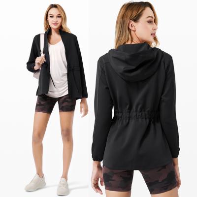 China Breathable Sportswear Women Workout Fitness Training Top Zipper Long Sleeve Hooded Yoga Sports Jacket Coat for sale