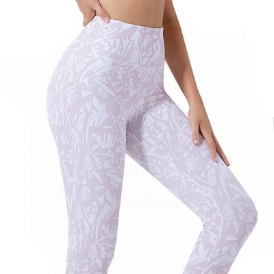 China 2021 Custom Women's Gym Tights White Breathable Spandex Jacquard Floral Compression Printed Yoga Leggings for sale