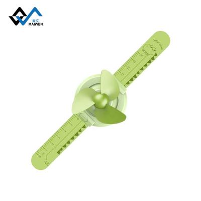 China Outdoor Rechargeable Mini Natural Wind Fan Blade Battery USB Mute Soft Silicone Portable Watch Fan With Ruler for sale