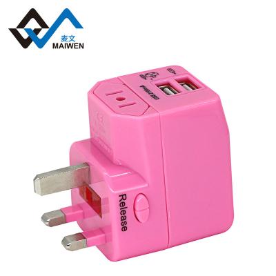 China TRTAVEL Custom Universal Power Adapter Plug Socket EU AU US R-U Double Red Color Logo USB Charging Adapter for sale