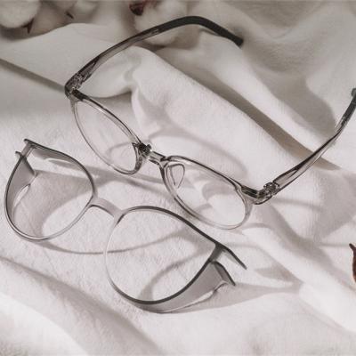 China 2022 Progressive High Quality Round Fashion Glass Optical Frame Eyewear Glasses Frames With Detachable Shield for sale