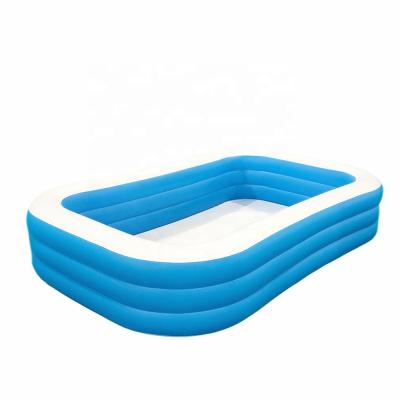 China PVC 3 Rings PVC Inflatable Family Adults And Children Foldable Plastic Swimming Pools for sale