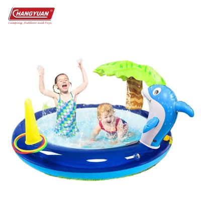 China Fashionable PVC Spray Inflatable Pool 2-in-1 Outdoor and Indoor Sprinkle and Splash Water Sprinkler Kids Children Swimming Water Pool for sale