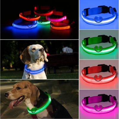 China Lights free sample glow Pet Collar Glowing Dog Collar Safety Walking Pet and Against Pet Lost LED Dog Collar for sale