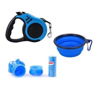 China Sustainable Customized direct sale dog retractable leash, with poop bag and silicone bowl for sale