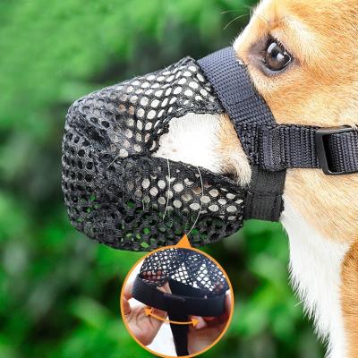 China Sustainable Adjustable mesh breathable dog mouth muzzle anti biting barking and chewing dog muzzles gauze mouth cover for sale