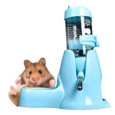 China Automatic Hut Hanging Water Feeding Bottles Little Pet Automatic Drinking Bottle with Food Container Base  Auto Dispenser for Small Animal for sale