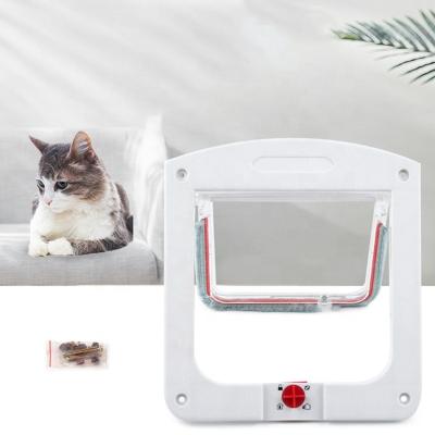 China Sustainable Pet flap 4-way locking magnetic home interior cat door tough pp pet cat flap door for dog and cat for sale