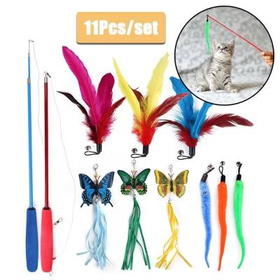 China Sustainable Simulation Bird interactive Cat Toy Funny Feather Bird with Bell Cat Stick Toy for Kitten Playing Teaser Wand Toys Pet Supplies for sale