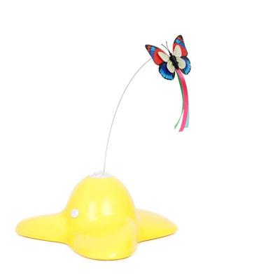 China Sustainable Automatic electric rotating cat toy colorful butterfly bird animal shape interactive pet dog kitten interactive training cat toy for sale