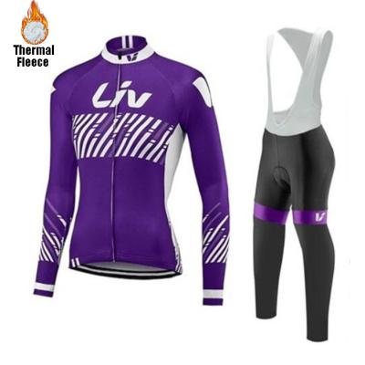 China 2021 Winter Fashion Fleece Comfortable Women Breathable Long Sleeves Cycling Tank Top Set for sale