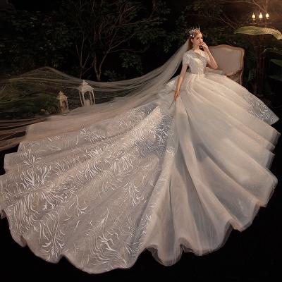 China Wholesale Anti-static Modern Party Dress Princess Girls Bridal Turkey Tail Beads Crystal Wedding Dress for sale