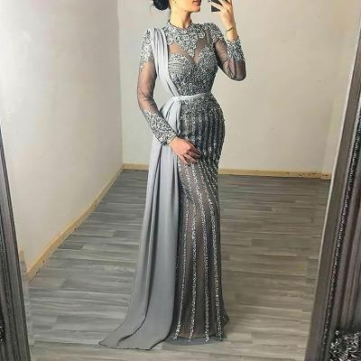 China Breathable Evening Dresses Long Sleeve Sequin Long Sleeve Party Dress With Cape Women Prom Dress for sale