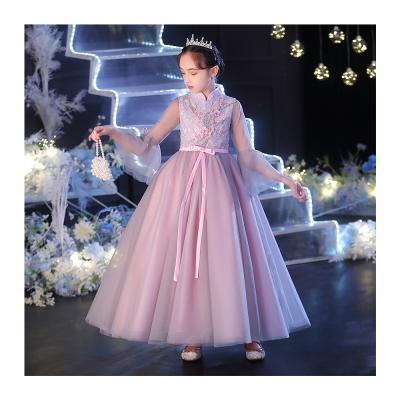 China Anti-wrinkle customization teenage girls dress long sleeve embroidered chinese style tulle dress for kids girl for sale