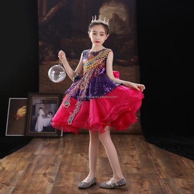 China Anti-wrinkle kids ball gown dresses ethnic dress sequined crystal kids dress party bow for party for sale