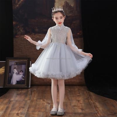 China Anti-wrinkle wedding dress kids embroidered crystal formal dress for kids girls princess dresses for sale