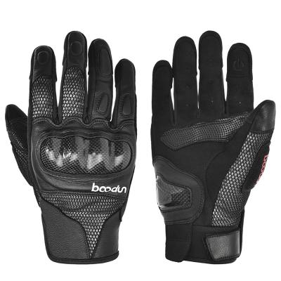 China HBG Unisex Goat Skin Motorcycle Motorbike Motocross Gloves Carbon Fiber Leather Outdoor Riding Gloves for sale