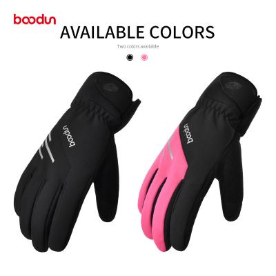 China Boodun Men 1577 Winter Waterproof Finger Thickened Warm Ergonomic Curved Palm GEL Pads Snowboard Stripe Ski Gloves for sale