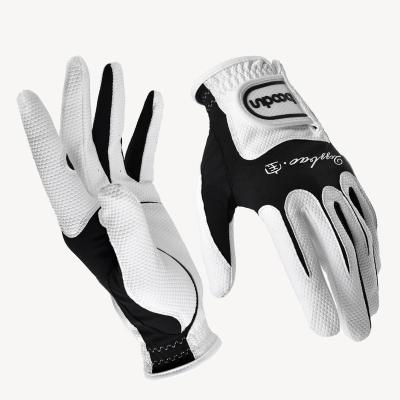 China 1576 Men's sheepskin logo leather golf gloves anti-slip plain hand synthetic cabretta glove wholesale for sale