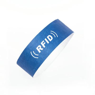 China One time use colorful NFC Dupont paper rfid paper wristband waterproof / waterproof disposable wirstband for sale