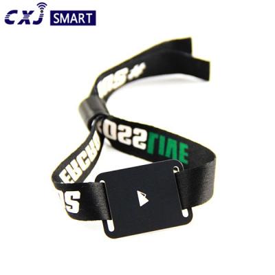 China waterproof/rfid fabric waterproof wristband/nfc festival woven wristband band for sale