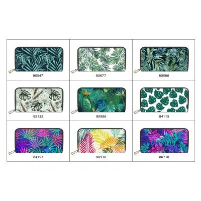 China PU Women Wallets and Purses Ladies Clutch Money Bag Purse Card Holder Portefeuille Femme HAWAIIAN FLOWER TROPICAL Pattern for sale