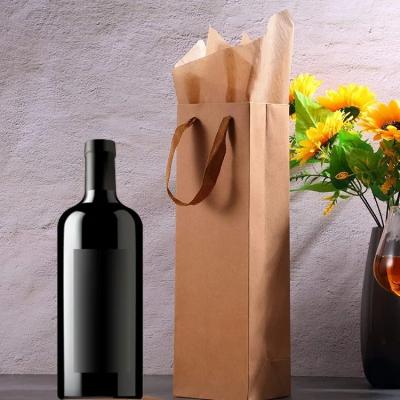 China Recyclable Custom Printed Wine Bottle Tote Bag Wrapping Gift Bag for sale