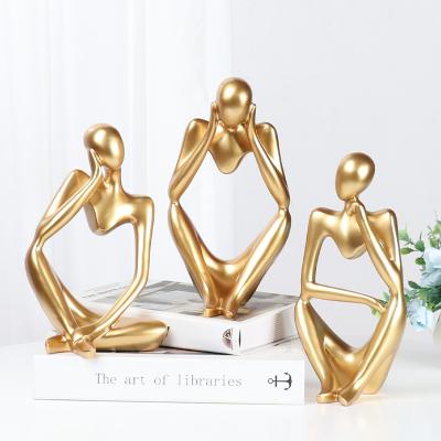 China Europe factory modern abstract resin art thinker ornaments home living room figurines office wholesale statues decorations for sale