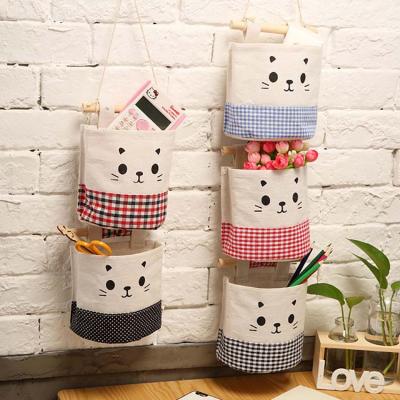 China Sustainable Creative Waterproof Cotton And Wall Mounted Hanging Canvas Storage Bag Storage Organizer Storage Bag for sale