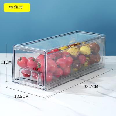 China High Quality Plastic Universal Medium Organizer With Drawer Fresh Preservation Refrigerator Food Storage Bin Container for sale