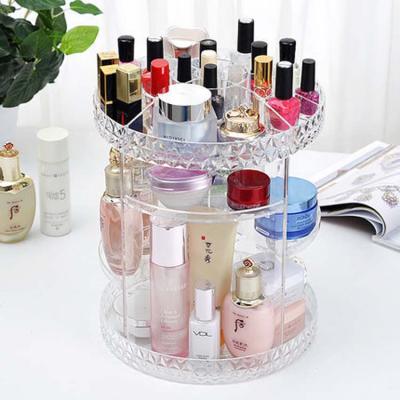 China Large 360 ​​Sustainable Clear Transparent Rotating Cosmetic Storage Box 360 Degree Rotating Makeup Organizer for sale