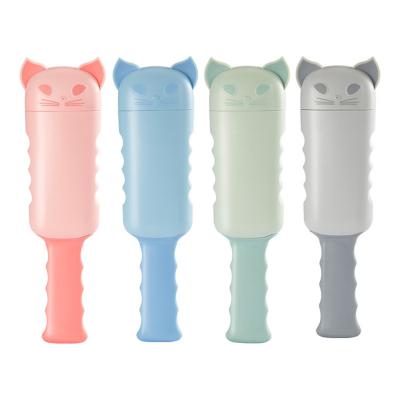 China Manual Removable Cute Cartoon Reusable Double Sided Dog Fiber Fur Pet Hair Remover Cleaning Brush for sale