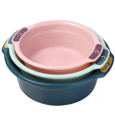 China Sustainable Round Plastic Wash Basin Kids Bowl Household With Middle Double Ears Hand Wash Basin for sale