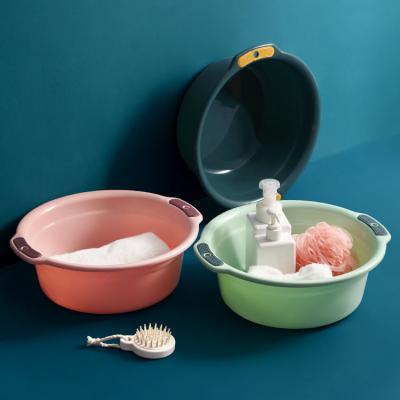 China Sustainable Wholesale Plastic Round Basin Wash Basin Bowl Household Sink With Double Handle for sale