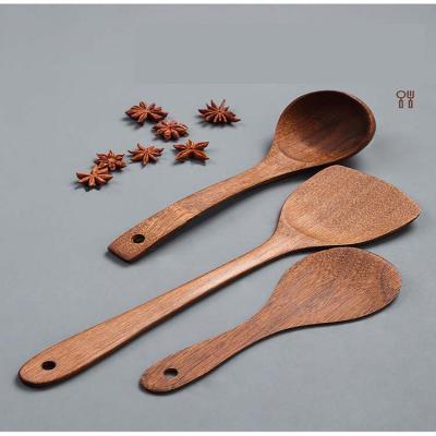 China Sustainable Vegan Eco Friendly Natural Organic Kitchen Rcyclable Spatula Spoon Wooden Cookware Set for sale